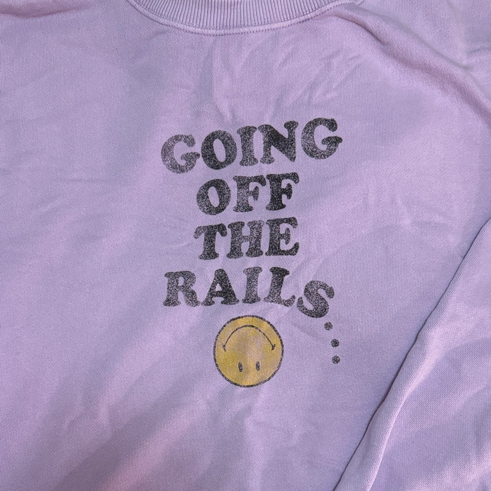 Aerie Lavender 'Going Off The Rails' Graphic Tunic Sweatshirt - Picture 3 of 3